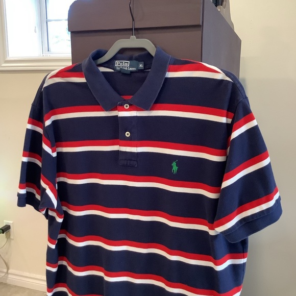 Polo by Ralph Lauren Striped Polo Shirt Navy Red White Cotton XL Y2K Preppy - Picture 3 of 9